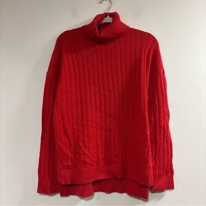Theory Ribbed Red Turtleneck Sweater